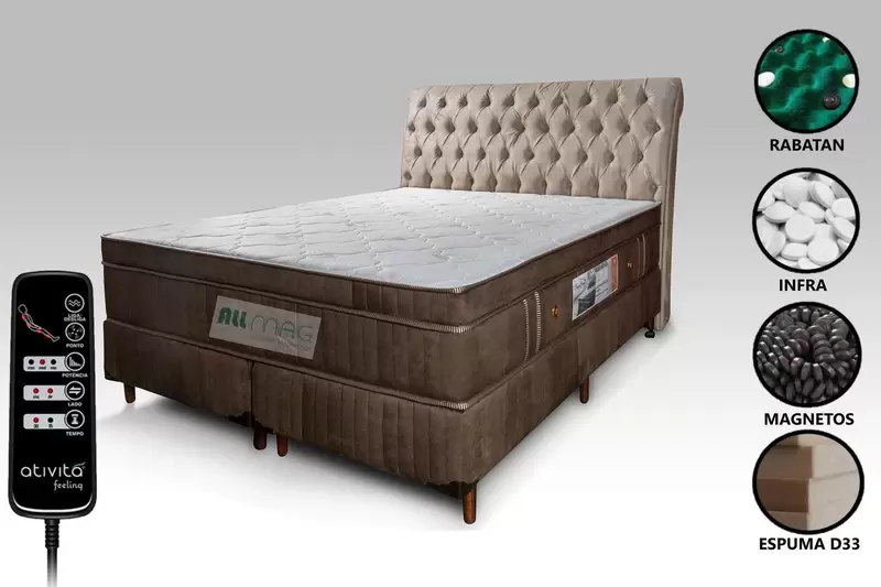 cama box com colchão massageador tamanho queen size da Allmag